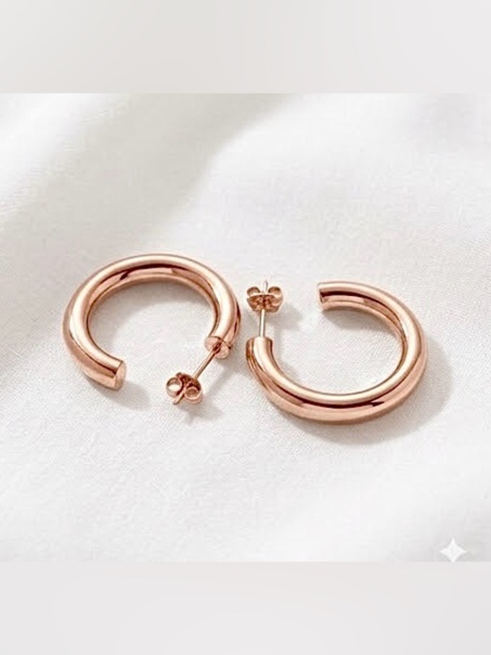 14k-gold-plated Rose Gold women’s 30mm hoop earrings hypoallergenic - CLEARANCE! - Picture 3 of 5